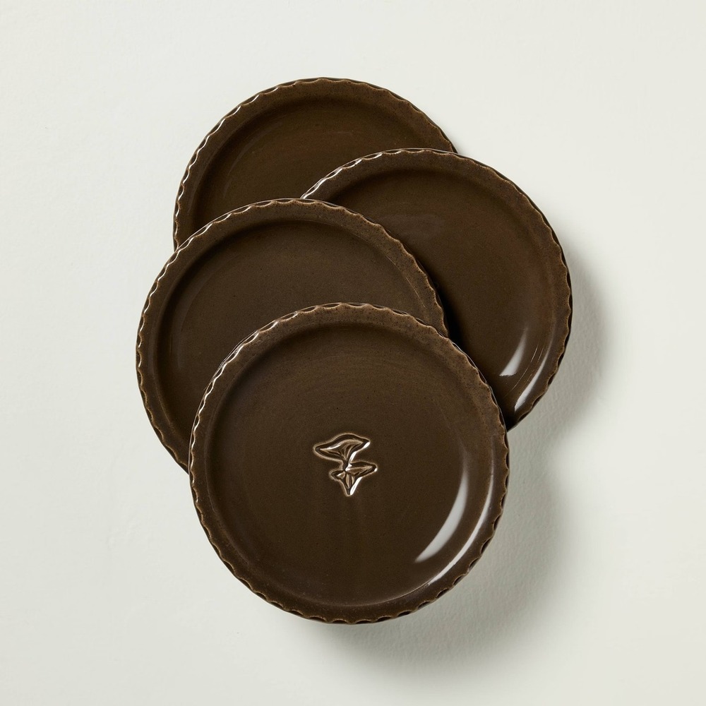 Set of 4 6.5" Mushroom Ceramic Appetizer Plates - Hearth & Hand Magnolia ,Target